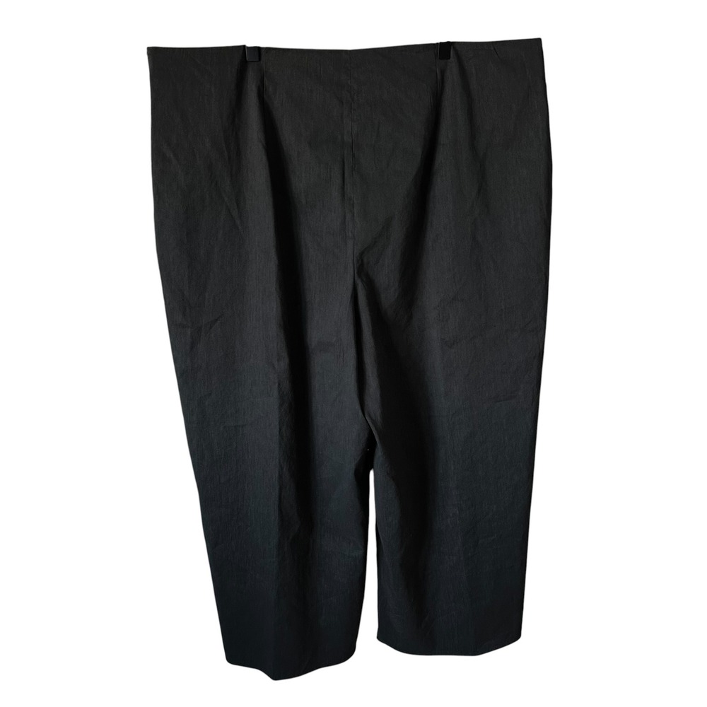 Vince Stretch Linen Crop Wide Leg Pants Black Plus Size 18 High Rise Side Zip - Picture 5 of 16